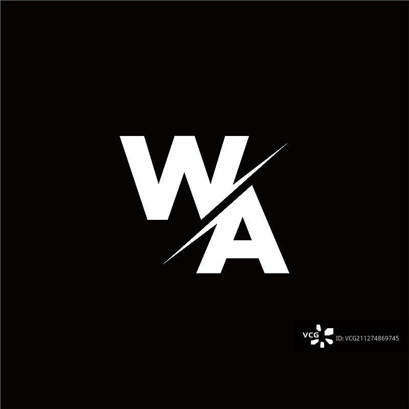 Wa标志字母组合斜线与现代标志图片素材