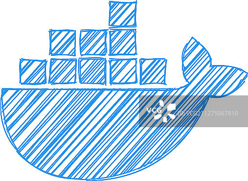 在草图风格Docker徽章图片素材