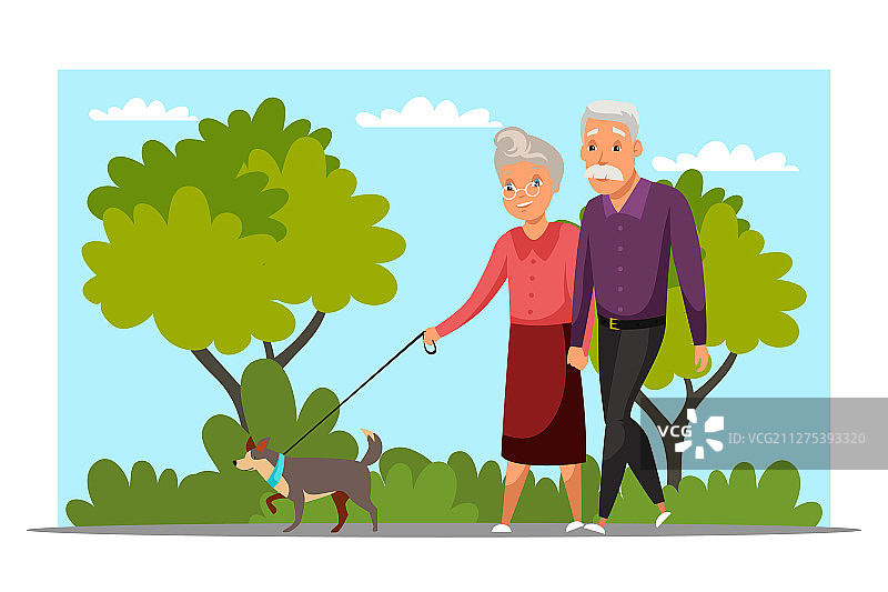 一对老年夫妇在散步图片素材