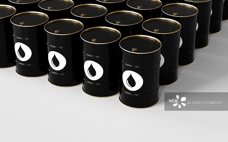 白色背景下的黑色原油石油桶图片素材