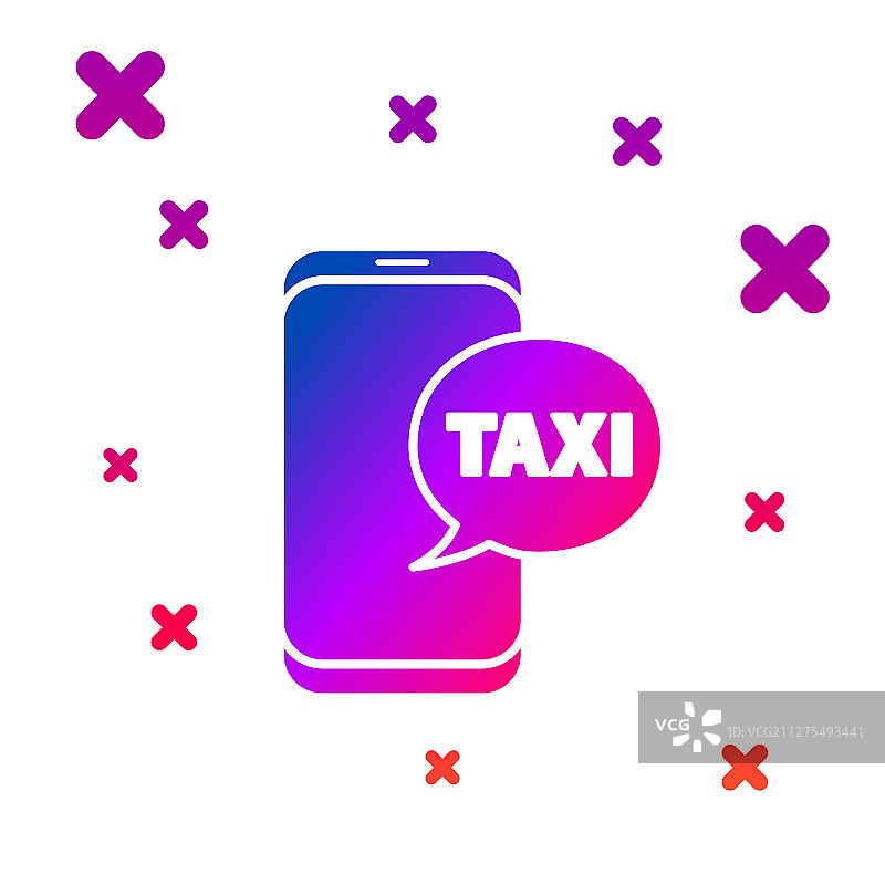 彩色出租车呼叫电话服务图标隔离上图片素材