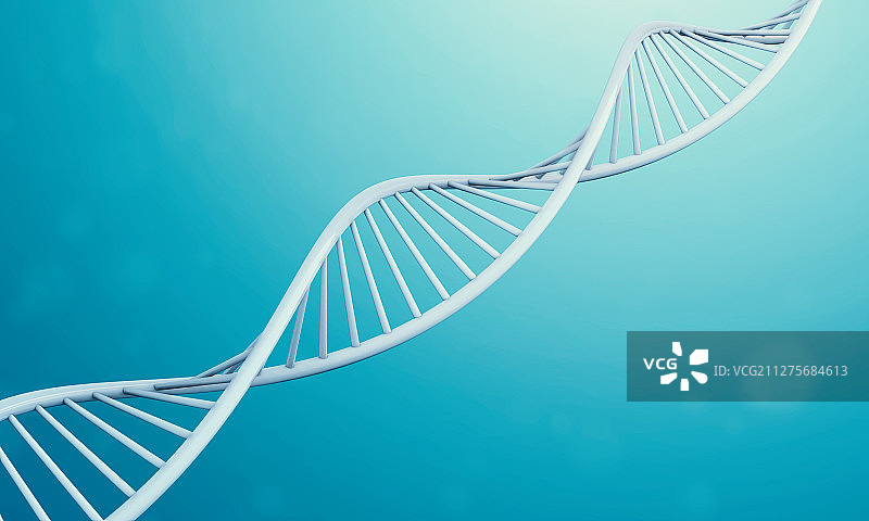 蓝色液体中漂浮的DNA双链模型图片素材