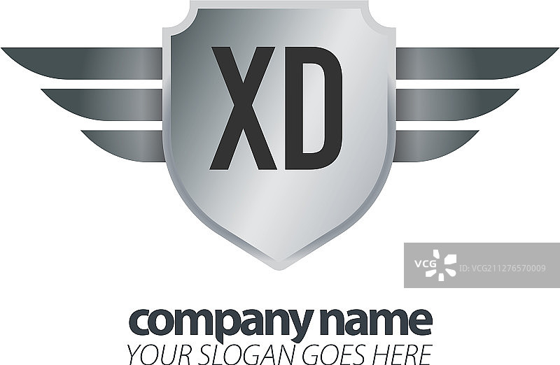 首字母xd盾形图标设计翼形标志图片素材