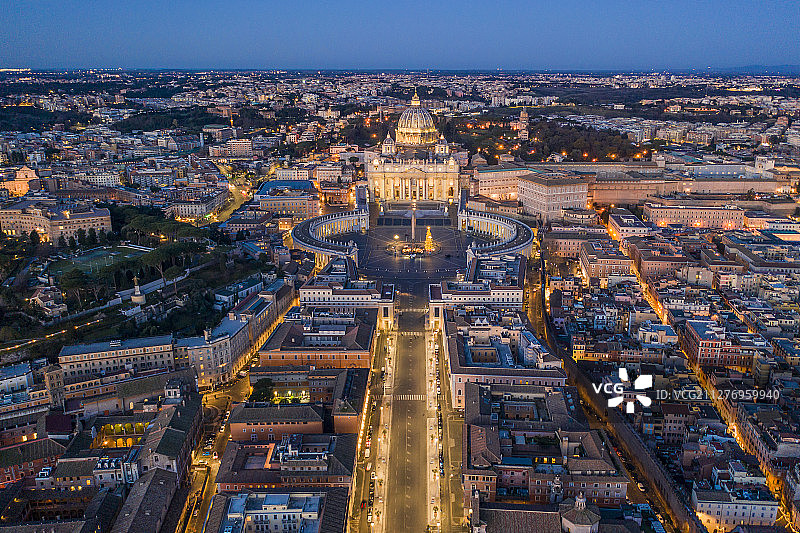 罗马 梵蒂冈 圣彼得大教堂 协和大道 航拍图片素材