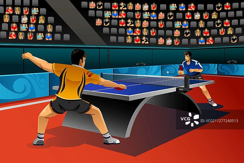 一个矢量插图男子打乒乓球比赛的体育比赛系列图片素材