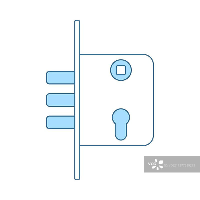 门锁图标。细线与蓝色填充设计。矢量插图。图片素材