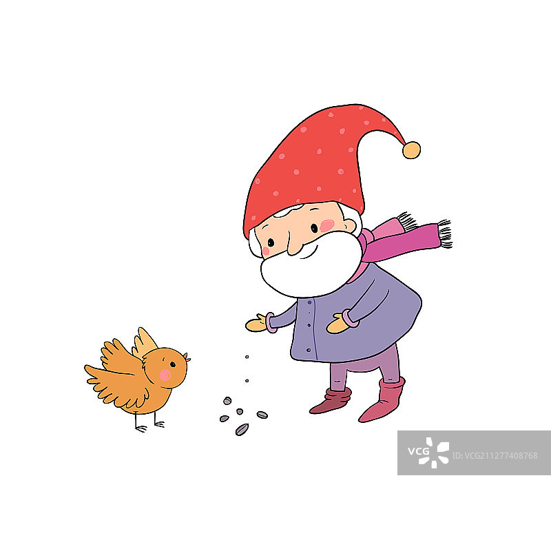 可爱的卡通侏儒圣诞精灵森林图片素材