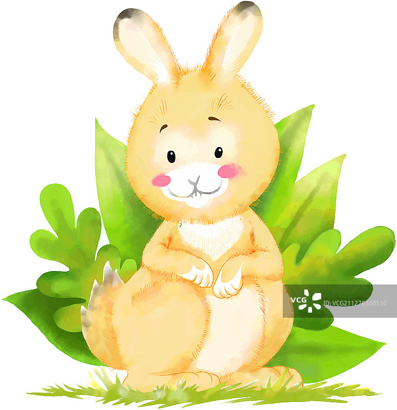 大白兔水彩复活节艺术版画图片素材