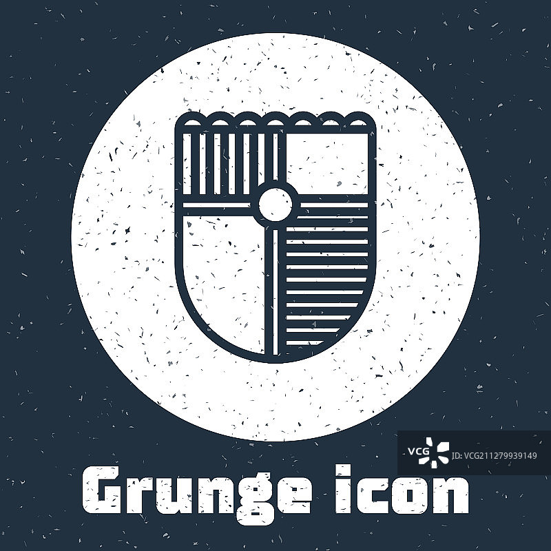Grunge线盾牌的游戏图标孤立在灰色图片素材