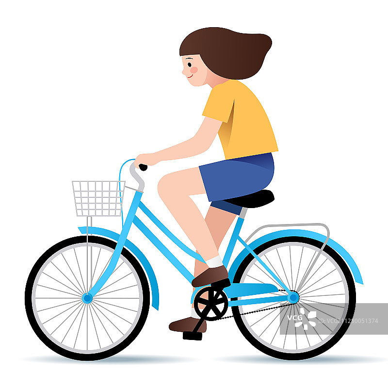 一个女生骑自行车图片素材