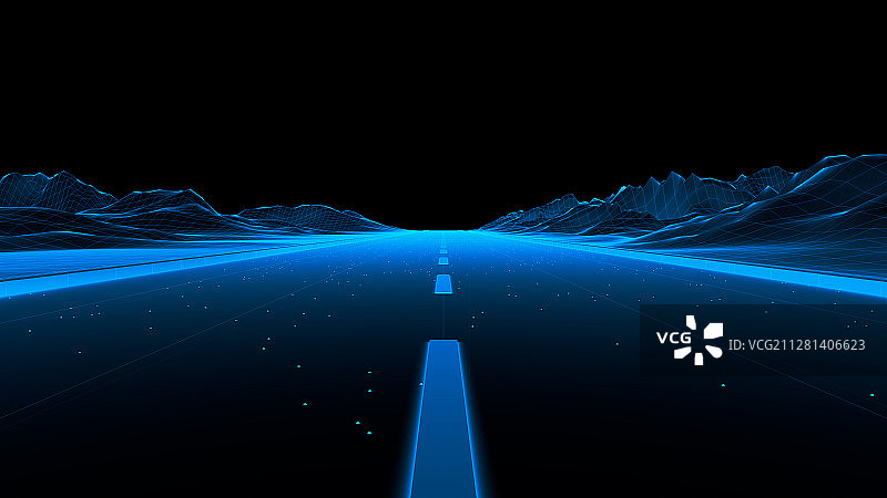 蓝色虚拟科技道路图片素材