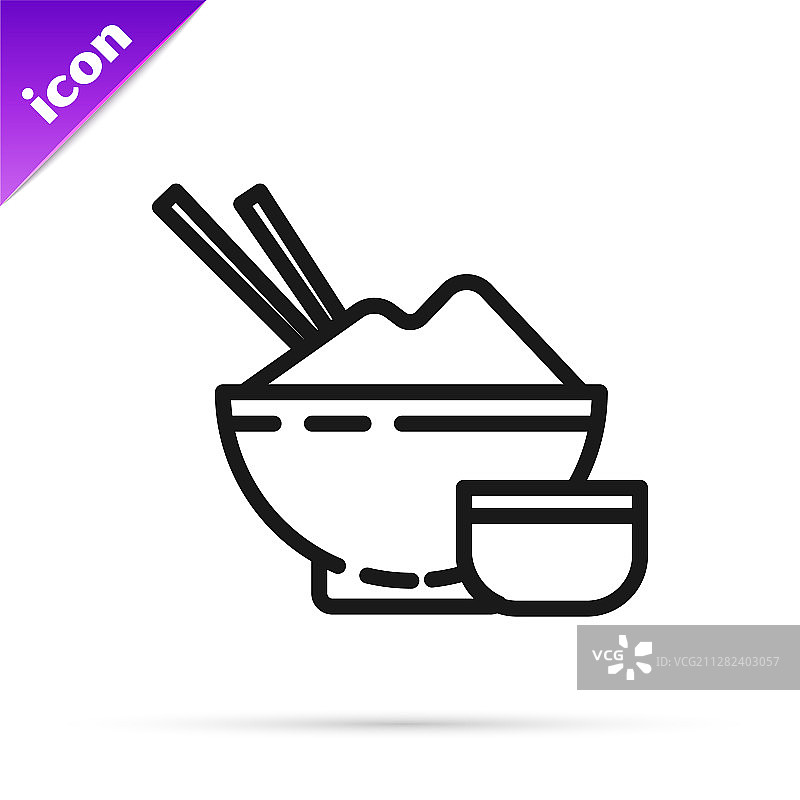 黑线米饭用筷子夹在碗里图片素材