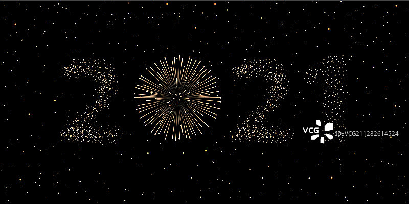 黑色夜空下的2021年新年烟火概念图片素材