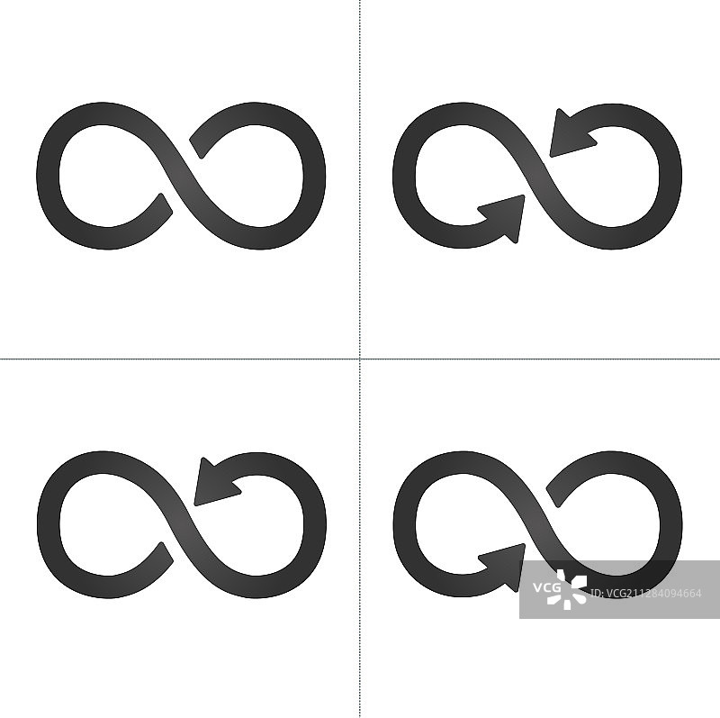 箭头无限符号图标设置孤立在白色图片素材