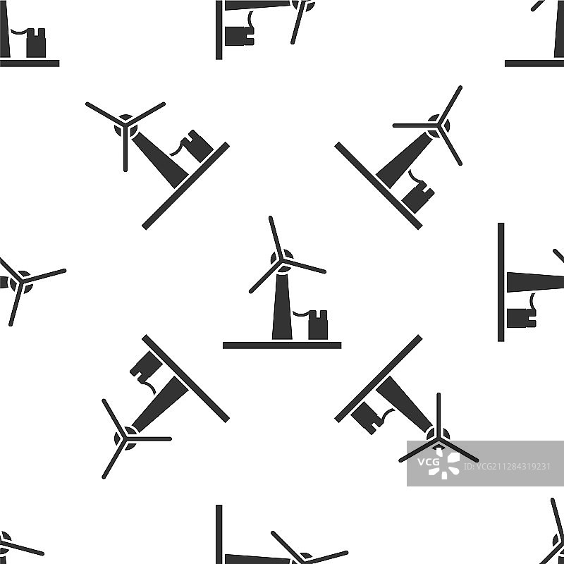 灰色风力涡轮机图标孤立无缝模式图片素材