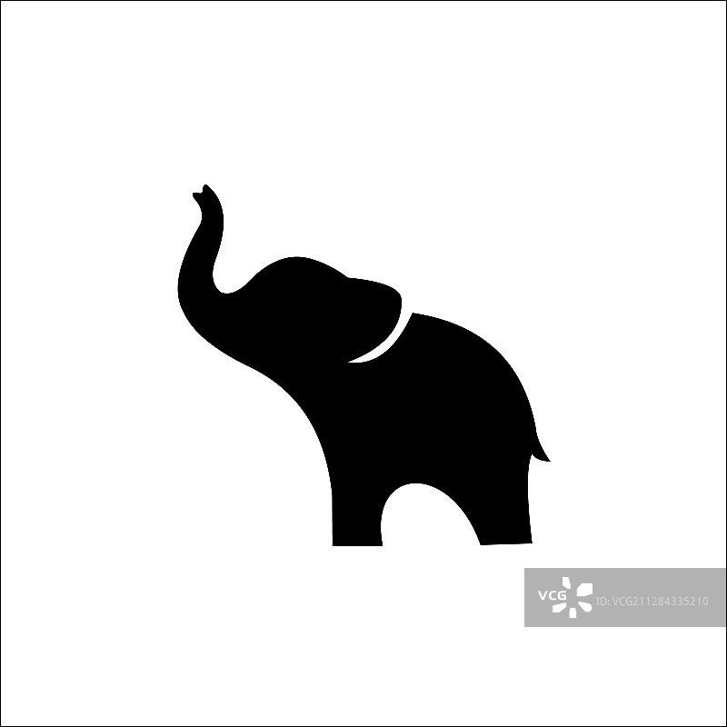 大象黑色的轮廓孤立在白色图片素材