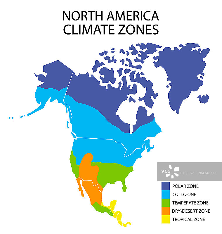 北美气候带地图地理图片素材