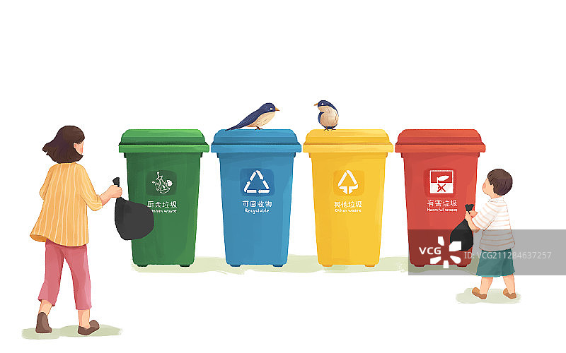 垃圾分类环保小清新插画6图片素材