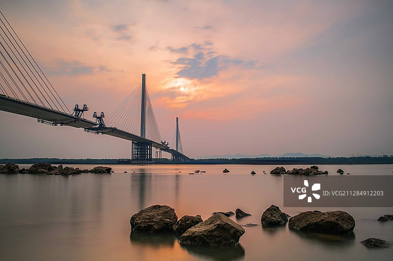 建设中的南京长江五桥，江苏南京图片素材