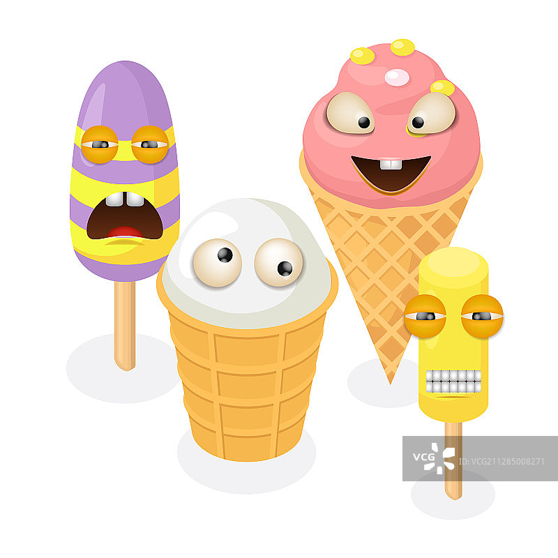 可爱有趣的冰淇淋角色图片素材