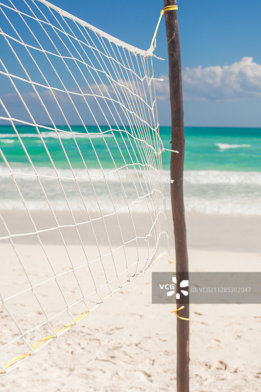 热带沙滩排球网的一部分图片素材