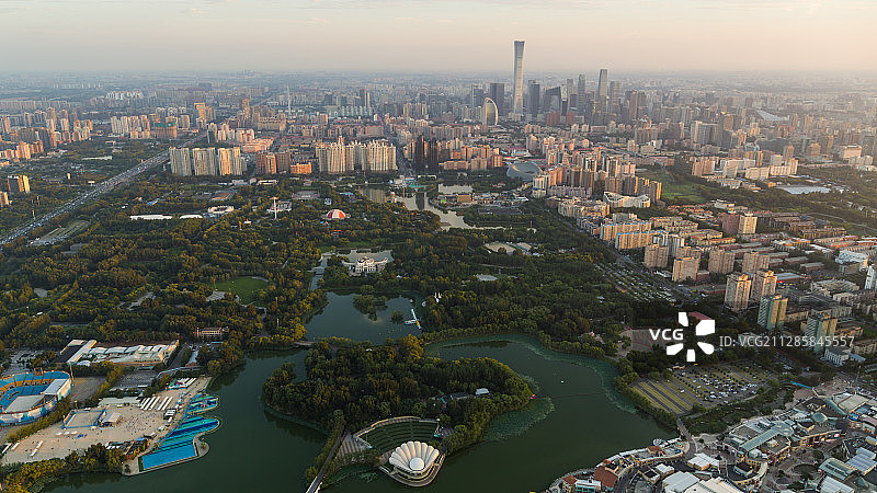 北京朝阳区朝阳公园航拍图片素材