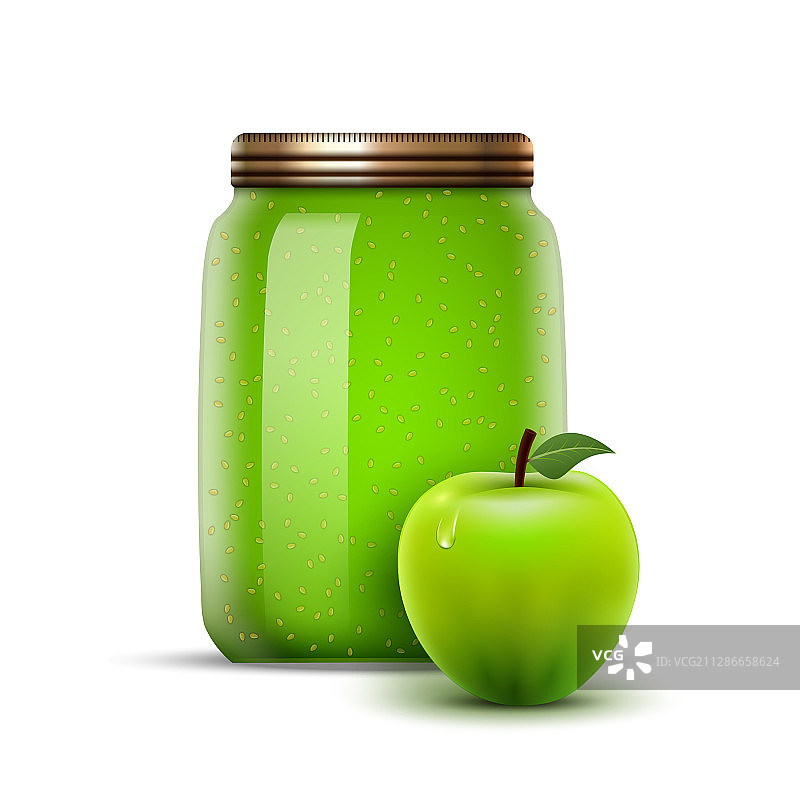 玻璃罐苹果果酱水果瓶子果冻图片素材