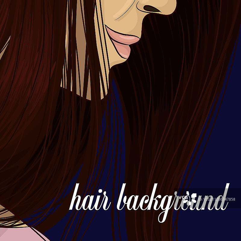 深色长发女性背景手绘图片素材