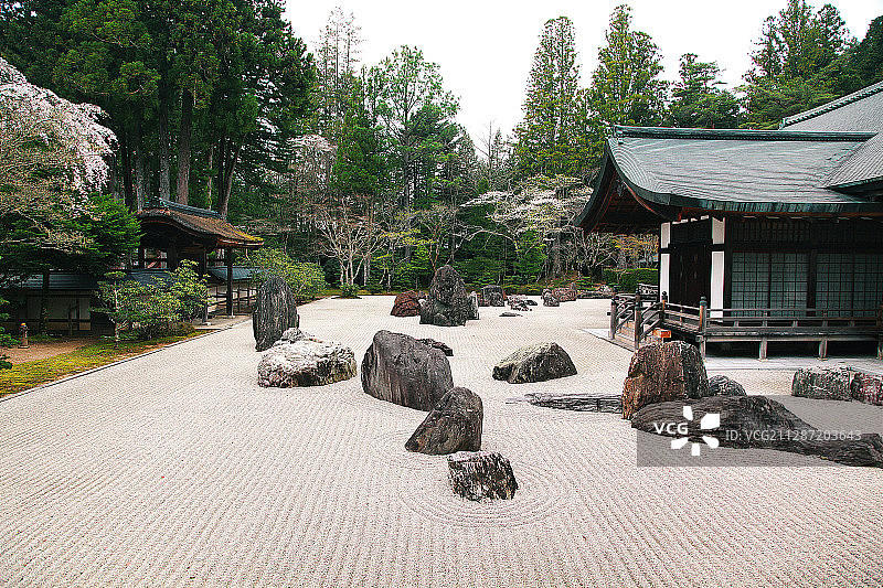 日本京都寺院枯山水图片素材