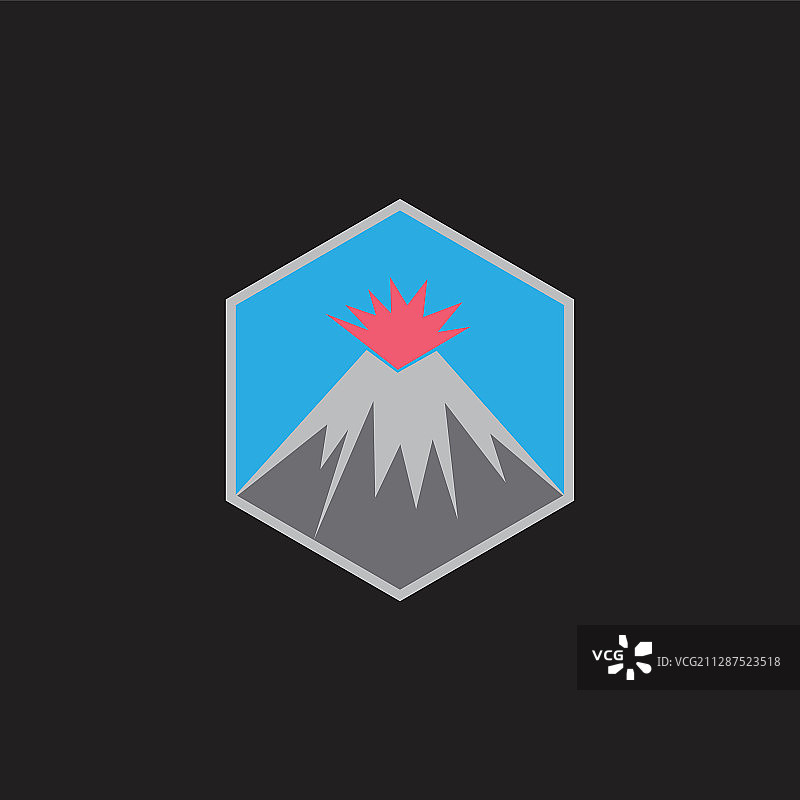 火山山六边形色彩简单的标志图片素材