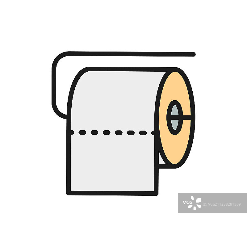 厕纸平色线条图标图片素材