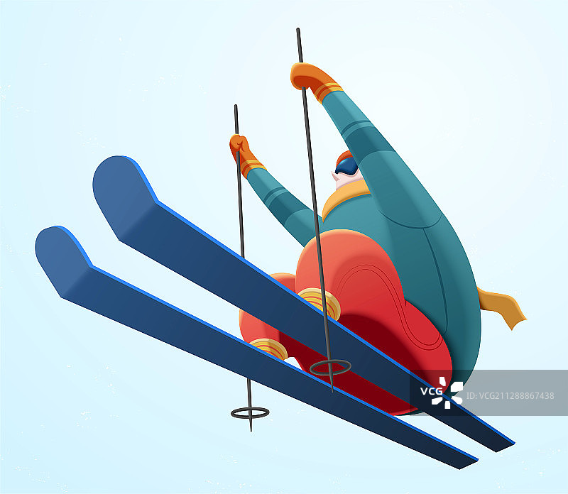 低视角滑雪运动员图片素材