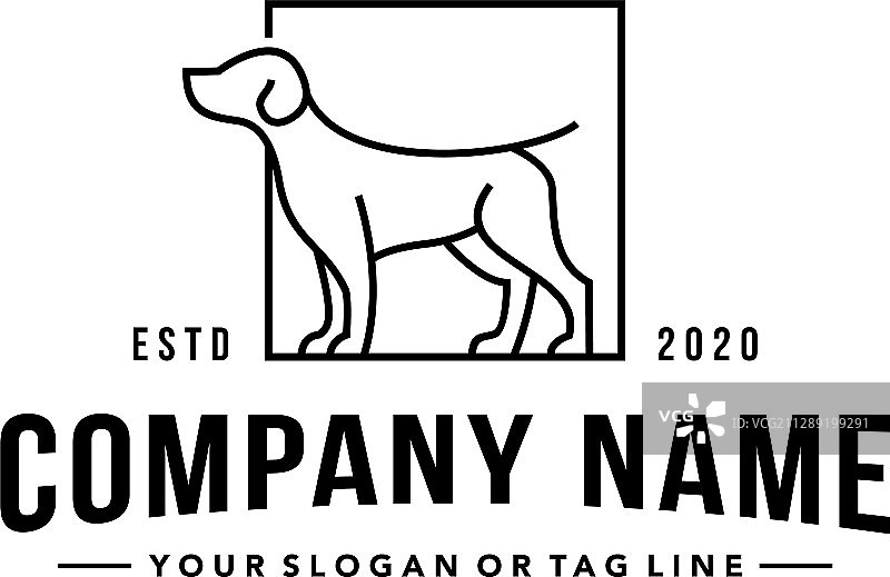 线条艺术狗标志设计图片素材