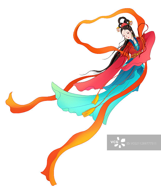 中秋节古装飞天嫦娥仙女国风插画图片素材