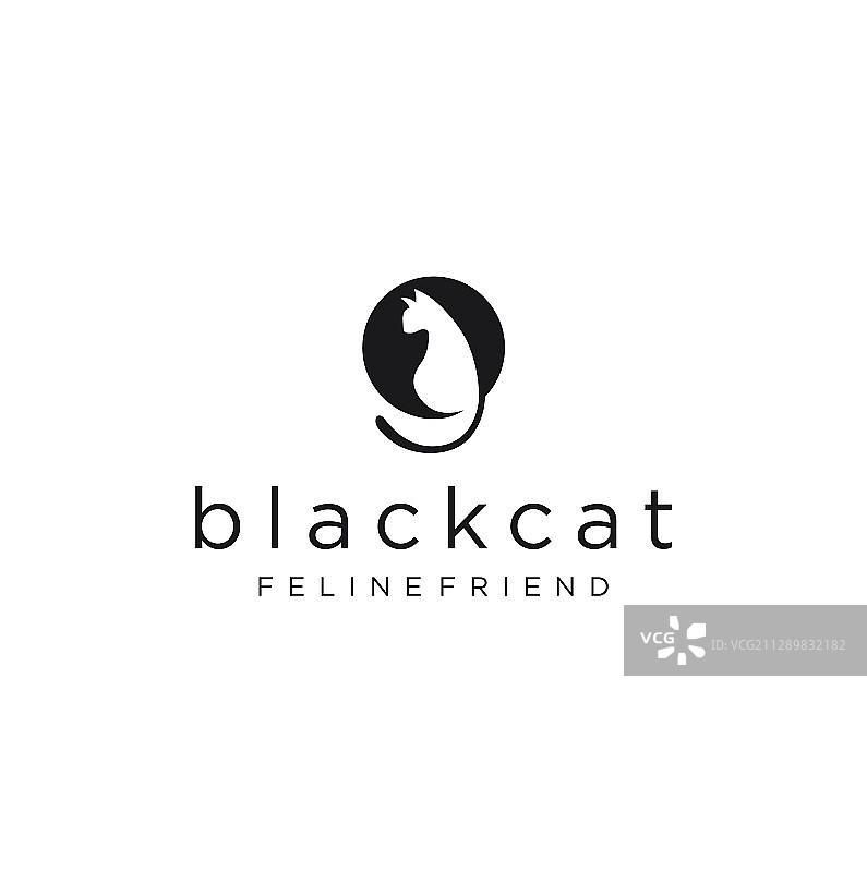 黑猫标志简单圆猫标志模拟图片素材
