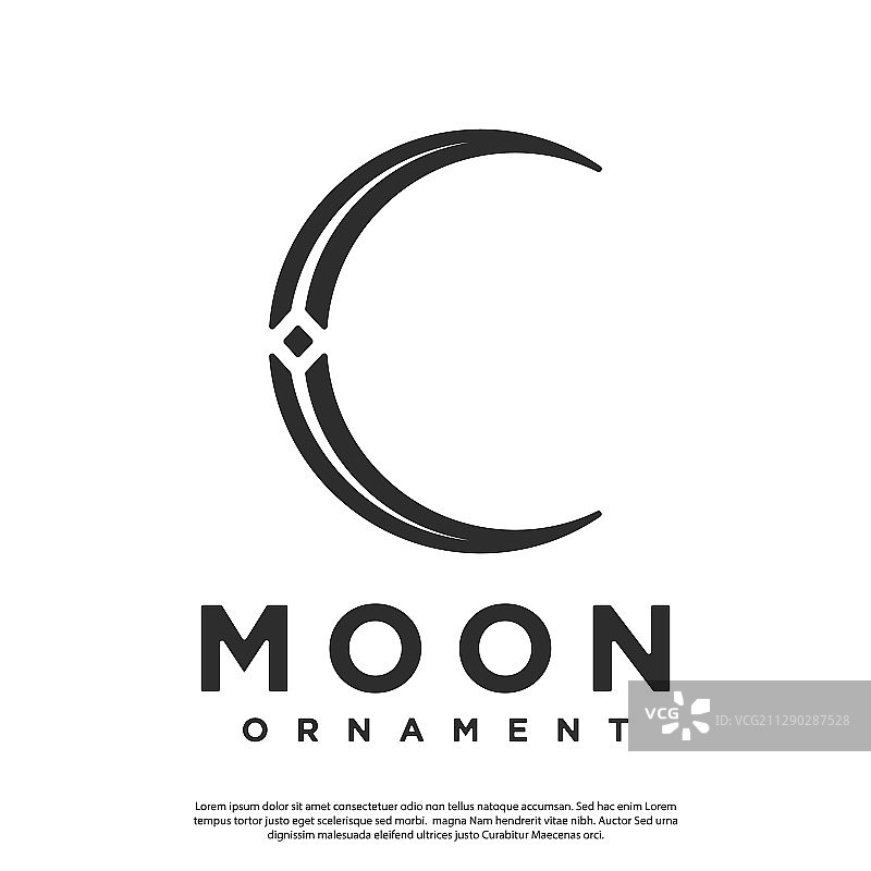简单的月亮标志与简单的装饰线条图片素材