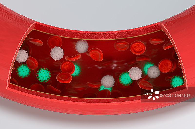 血液中的病毒 3D渲染图片素材