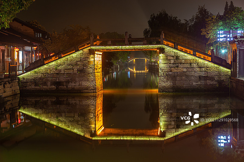 西塘夜色，层层桥图片素材