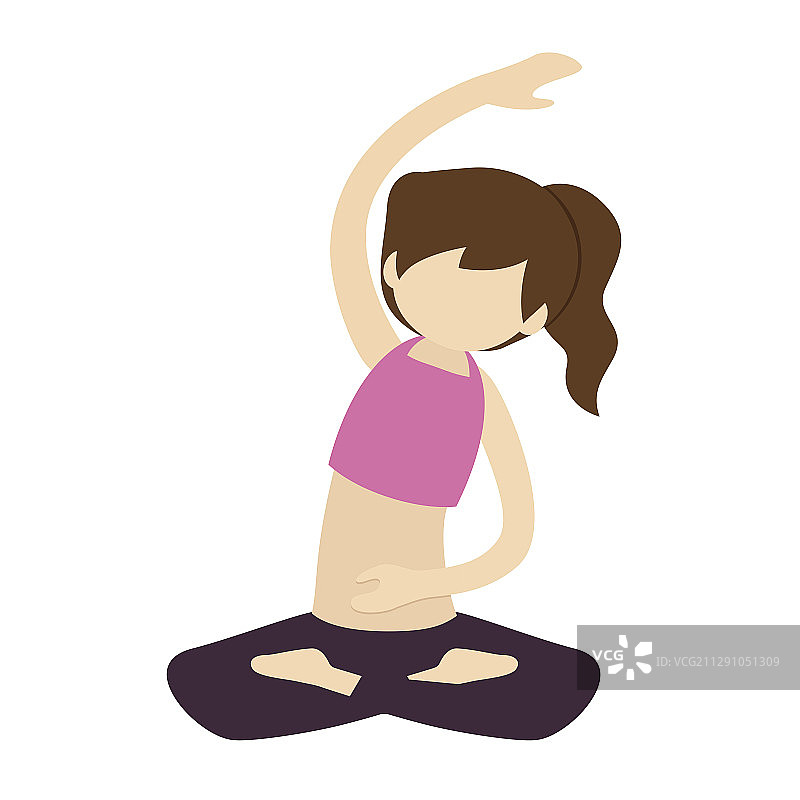 坐姿侧伸展瑜珈姿势图片素材
