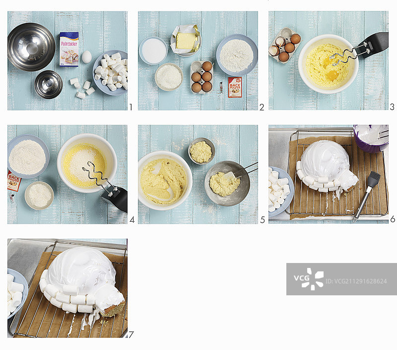 如何用棉花糖制作冰屋蛋糕图片素材