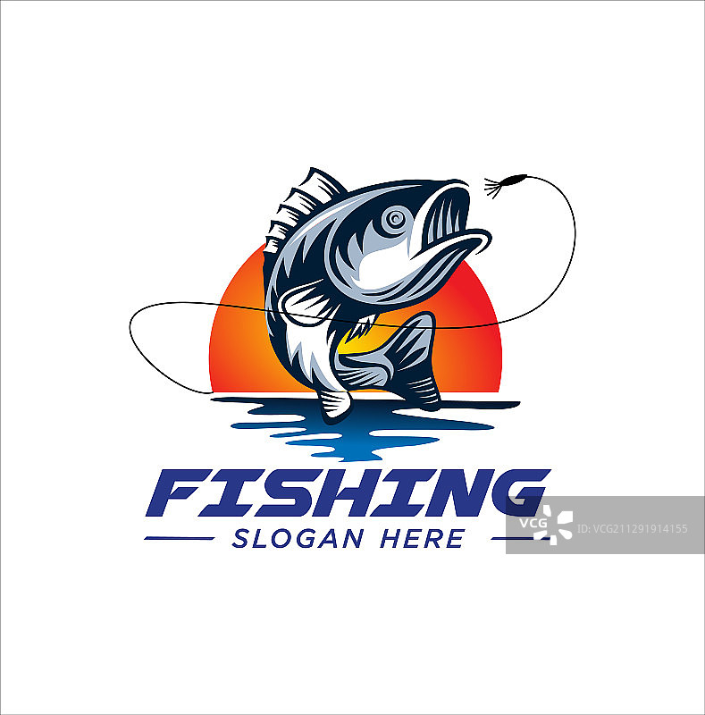 钓鱼标志鲈鱼与俱乐部标志钓鱼图片素材