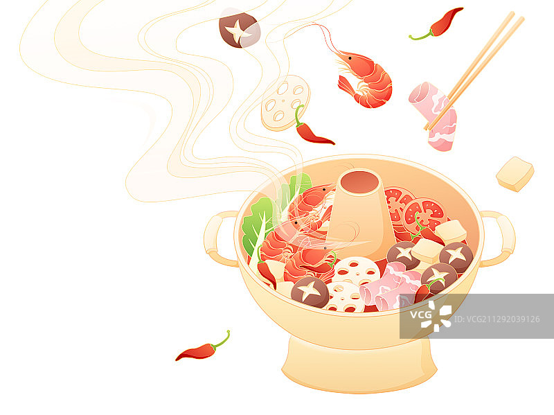 火锅传统美食插画图片素材