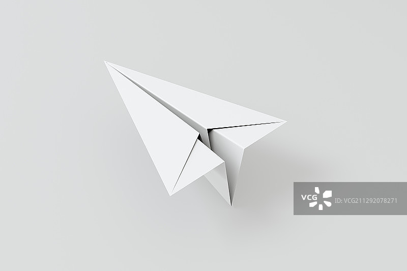 白色背景下的纸飞机 3D渲染图片素材