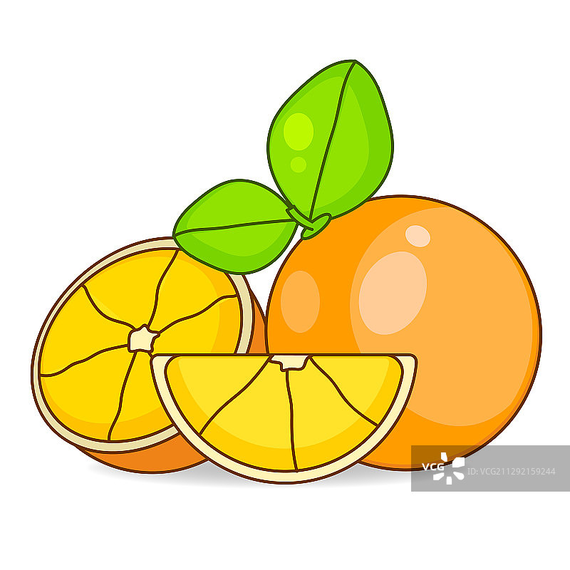 橙色片，叶子孤立在白色上图片素材