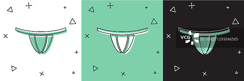 设置女人内裤图标隔离在白色和绿色图片素材