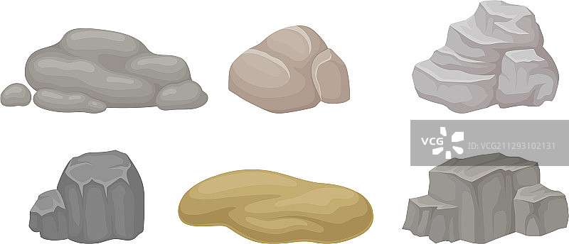 石头和鹅卵石孤立在白色图片素材