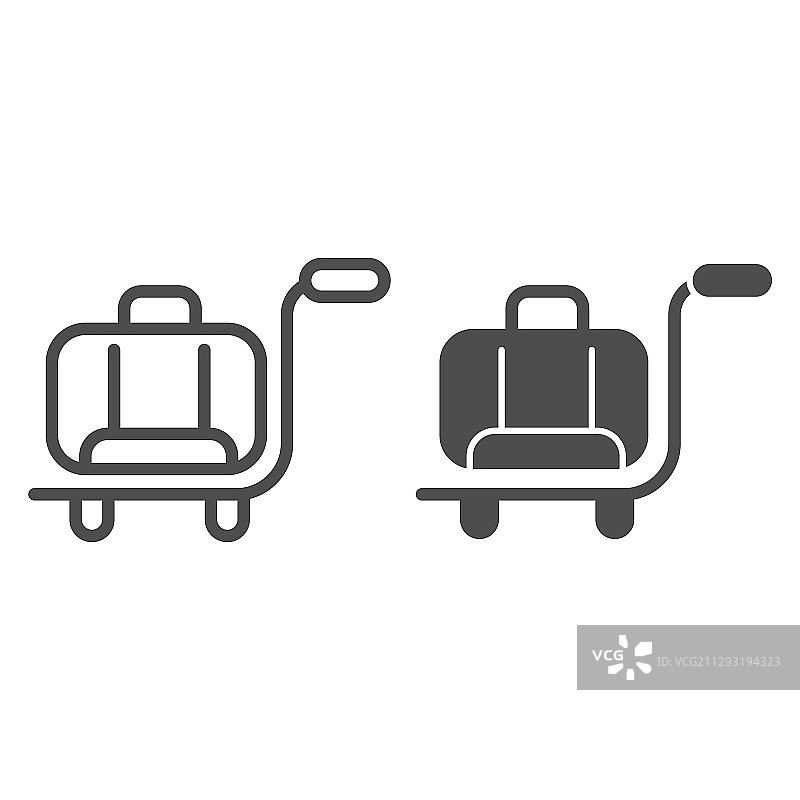 行李线和字形图标行李推车图片素材