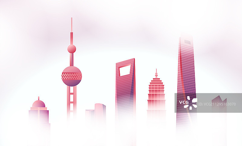 上海城市天际线矢量插画海报图片素材