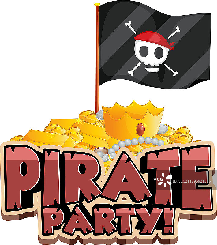字体设计字海盗派对与旗帜和图片素材