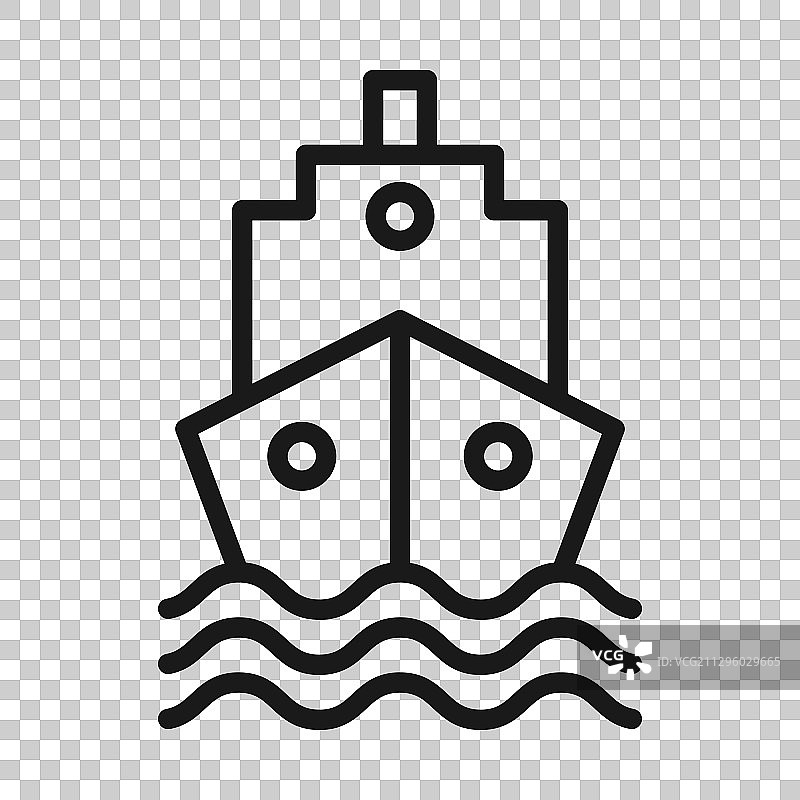 旅游船图标在平底风格的渔船上图片素材
